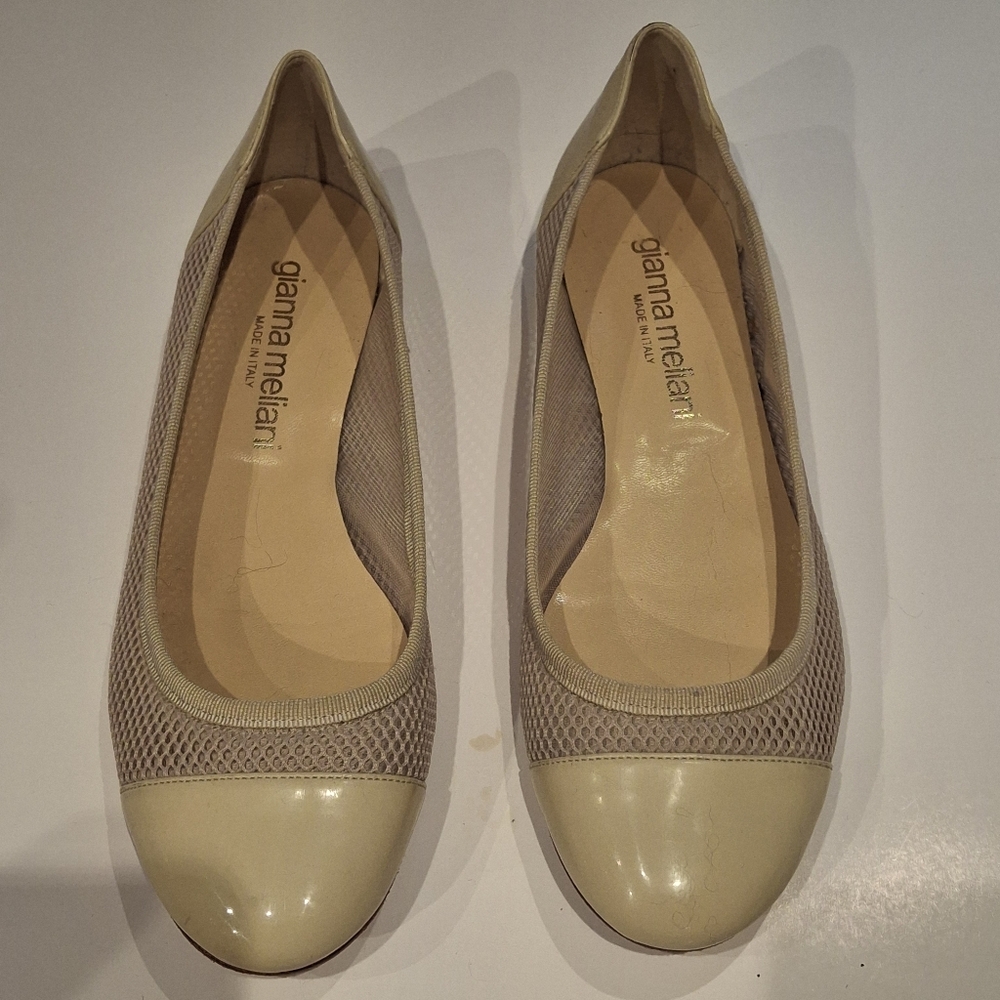 VTG Gianna Meliani Women's Beige Round Toe Ballerina Flats 37